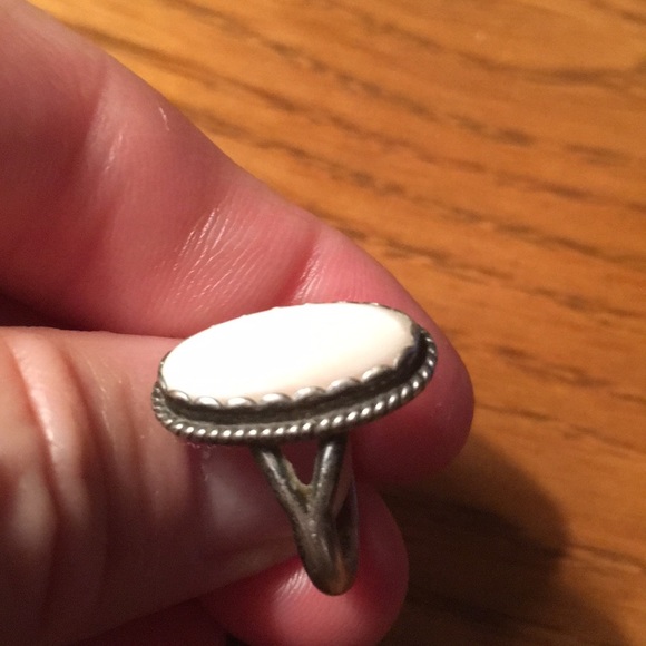 Vintage Pink Mother of Pearl set in Sterling - Picture 2 of 3